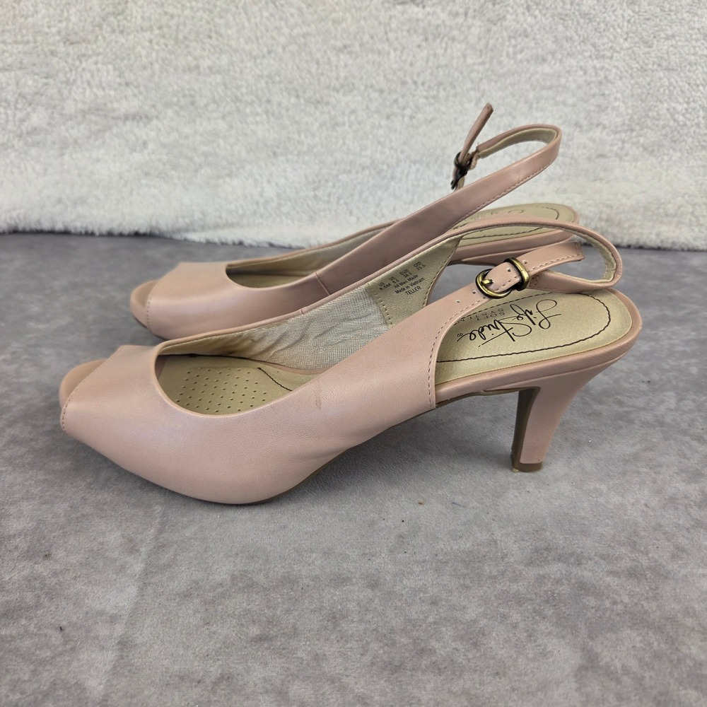 LifeStride Teller Blush Pink Slingback Peep Toe Heels Size 8.5 M Soft System
